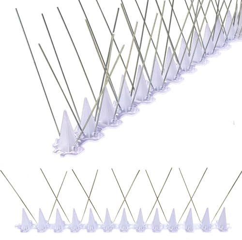 EWENYS Bird Spikes strips for Fence Tops, Roof Tall Stainless Steel Spikes 4.3'' to Keep Pigeon Seagull or Animals Stop, Cat Fox Squirrel Deterrent Fence Anti Climb for Garden Wall(Clear, 19.5ft)