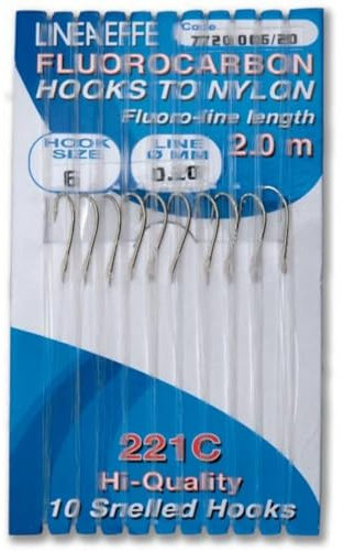 Ami Legati Filo Fluorocarbon Terminale Lenza Pesca Trota Lago Fiume Surfcasting Carpa Confezione Pz. 10 (amo 6 filo 0,18)