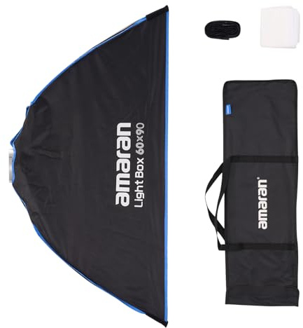 Aputure Amaran - Caja de luz cuadrada Bowens Mount Softbox, difusión incluida, rejilla de control de luz y bolsa de transporte (caja de luz de 60 x 90)