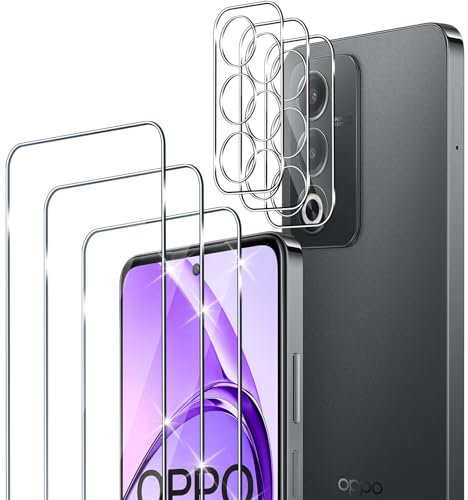 Xunzii Pellicola Vetro Temperato per OPPO A80 5G, con HD Protezione Lente Fotocamera, [Durezza 9H Anti Graffi] Vetrino Protezione Schermo Pellicola Protettiva [3+3 Pezzi]