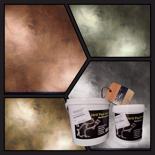 H+V Paul Kamm­® Creativ-Set Metallic Effekt Wandfarbe moderner Rost Effekt im Innenbereich Beton-Optik Sturm-Optik