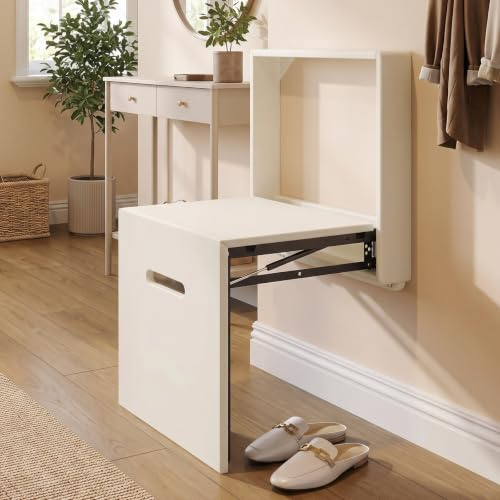 Guyii Wall-Mount Foldable Shoe Bench, Entryway Shoe Changing Stool, Space-Saving Seat, 150Kg Weight Capacity, Perfect for Entryways, Hallways, Bedrooms