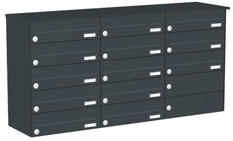 KNOBLOCH Briefkastenanlage | Aufputz | Anthrazit RAL 7016 | waagerecht | mit Namensschild | optional 2. Namensschild und 3 Schlüssel