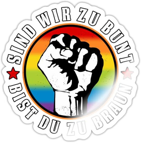 Spreadshirt Antifaschistisches LGBTQ+ Anti Homophobie Protest Sticker, max. 10x10 cm, 10 x 10 cm, Weiß glänzend