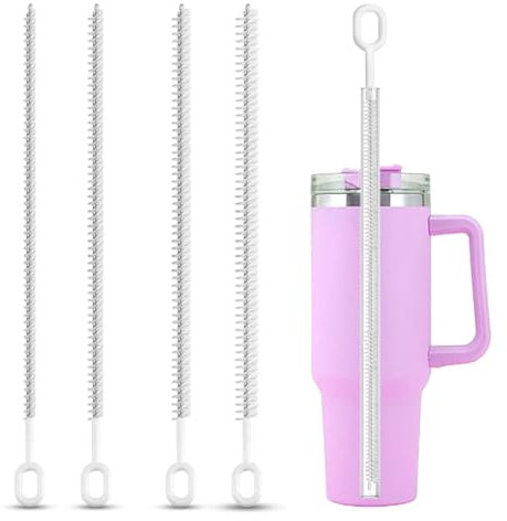 Strohhalm Reinigungsbürste für Stanley Cup Zubehör Strohhalm-Strohhalm Bürste für Stanley Bubble Tea Strohhalme, BPA-Frei, Rutschfester Griff - 4 Pack (Kompatibel mit 6-12 mm Durchmesser)