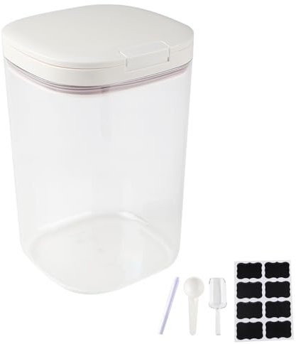 Gzsekken Bath Salts Storage Jar,Airtight Bath Salts Container with Scoop & Pop Up Lid, Clear Plastic Bathroom Storage Canister,Kitchen and Bathtub Accessories for Women