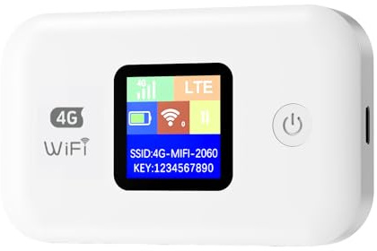 4G Mobiler WLAN Router, Tragbares WLAN für Unterwegs Ohne Vertrag, LTE Router 150 Mbps, 3000mAh Lange Akkulaufzeit, LCD Display,