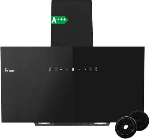 KKT KOLBE TRIO9025S - Cappa aspirante 90 cm, 782 cbm/h, cappe da parete senza testa, colore nero, vetro, controllo gestuale, funzionamento SensorTouch, illuminazione a LED