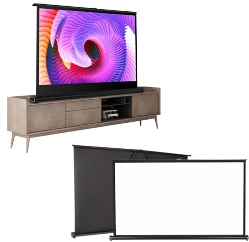 Écran Videoprojecteur, Ecran De Table Pour Projecteur Mobile, TV Et Home Cinema Toile, Ecran De Projection Au Sol, 30/40/50 Pouces, Rétractable Écran De Projecteur De Table pour Cinéma Maison(16:9,30