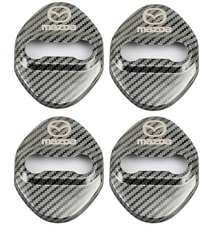 XVBFSC 4pcs Car Door Latch Protective Cover for Mazda 2 3 6 CX-3 CX-30 CX-5 CX-50 CX-60 CX-7 CX-8 CX-9 MX-5 MX-30, Car Door Lock Protector Anti-Corrosion Anti and Vibration,Carbon Fiber 1
