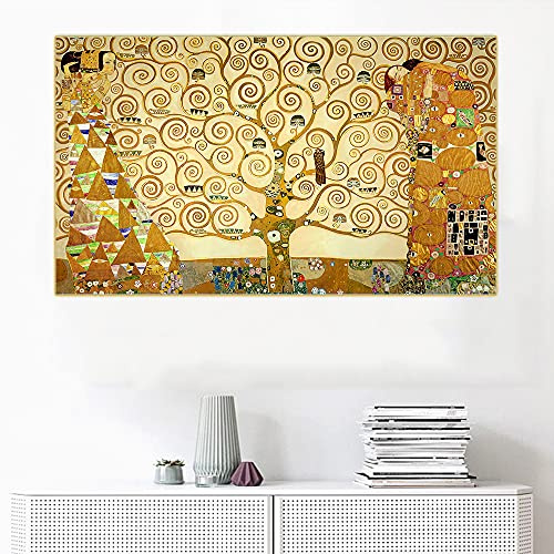 Peinture par numéros pour adultes Gustav Klimt « L'arbre de vie », 1909》 Kits de peinture sur toile, cadeaux, loisirs créatifs pour décoration d'intérieur