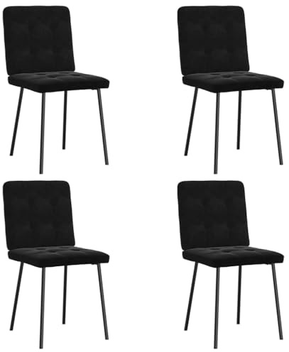 IBUQDDV Esszimmerstühle 4 STK. Schwarz Samt, Weiche Samtbezug Stühle mit Metall Holz Gestell für Wohnzimmer, Bequeme Esszimmer Sitzgruppe mit Stabiler Konstruktion und Elegantem