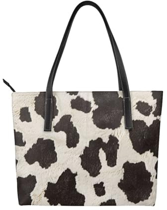 kkvhhyuo DNA Kette Fotodruck Leder Tote Bag Wiederverwendbare Große Handtaschen Schultertasche mit Reißverschluss und Taschen Einkaufstasche für Arbeit, Schule, Reisen, Kuhfell-Aufdruck, Einheitsgröße