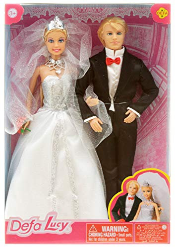 Unbekannt Puppen Hochzeitspaar Puppe Braut und Bräutigam mit Bouquet