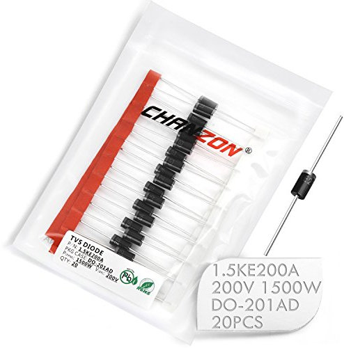 (Packung mit 20 Stück) Chanzon TVS Dioden 1.5KE200A 1.5KE200 1500W 200V DO-201AD (DO-27) Unidirektionaler Kanal 1500 Watt 200 Volt