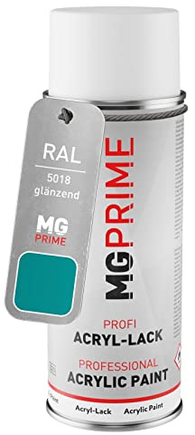 MG PRIME RAL 5018 Türkisblau/Turquoise blue glänzend Acryl-Lack Spraydose | Sprühdose 400 ml, schnelltrocknend
