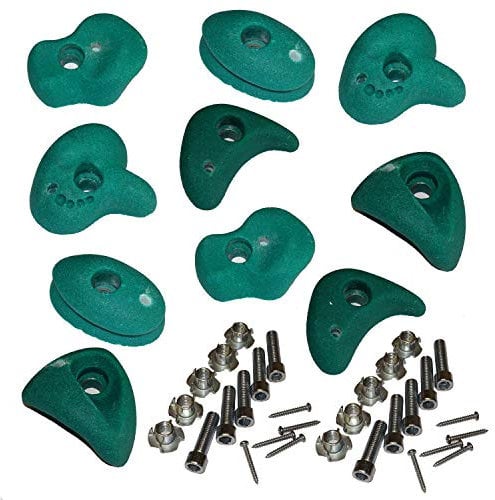 Garden Games Climbing Wall Holds Pack of 10 High Grip Poly Resin Climbing Stones (Green, 10 Pack)