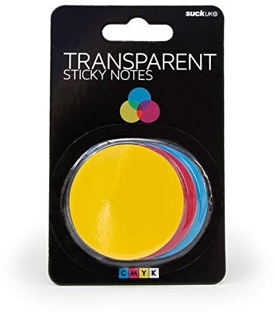 Suck UK Transparent CMYK Sticky Notes | Self-Adhesive Memo Pad in Vibrant Colour | Cyan/Magenta/Yellow | Layer to Make Colours of The Rainbow