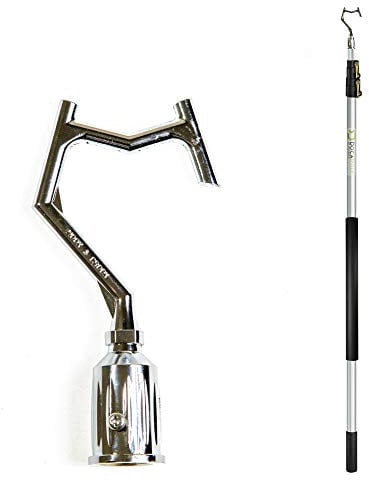 DOCAZOO DocaPole 5-12 Foot (1.5-3.5m) Pole Hook Extension Pole | Boat Hook Pole | Telescopic Pole Hook for Hanging Lights | Retrieval Hook | Pool Hook | Clothing Hook Pole | Big-Reach Hook