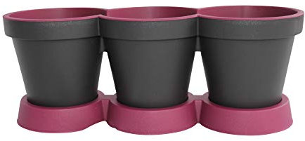 ARTECSIS Jardinière pour Herbes aromatiques et Plantes 40x15x15 cm + Assiette/Plastique Noir Rose