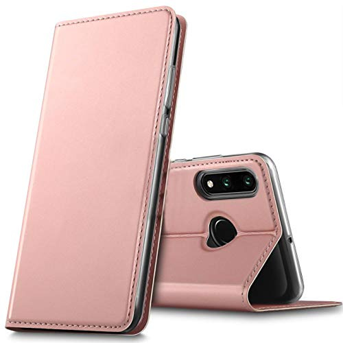 Verco Handyhülle kompatibel mit P30 Lite, Premium Handy Flip Cover für Huawei P30 Lite Hülle [integr. Magnet] Case Tasche, Rosegold