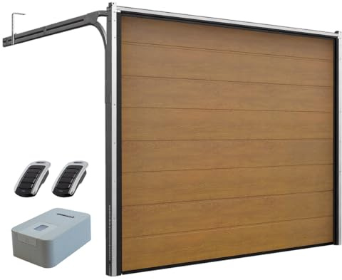 DoorHan Porta sezionale da garage con operatore e trasmettitore manuale | Per l'auto montaggio | Dimensioni selezionabili | 5 Colori (2500 x 2280, Golden Oak)