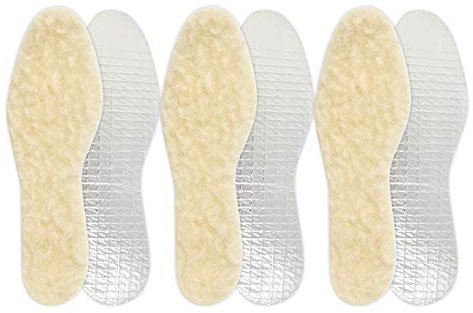 Berckland 3er Pack AluTherm Lammfell natur - Lammfell mit Alu-Isolierung -Made in Germany Extra warme Einlegesohle für Freizeit, Arbeit, Wandern in Gr.44