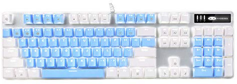 MageGee Mechanical Gaming Keyboard, New Upgraded Blue Switch 104 Keys White Backlit Keyboards, USB Wired Mechanical Computer Keyboard for Laptop, Desktop, PC Gamers(White & Blue)