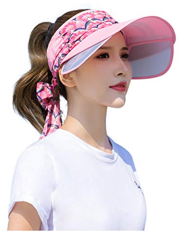 JIAHG Casquette Visière Sports Femme été Visière de Soleil Imprimé Chic Casquette Bord Large Haut Vide Anti-UV Protection Solaire Chapeau de Soleil Réglable pour Voyage Camping Randonnée Cyclisme