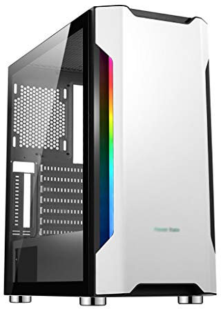 HDYD Boitier ATX Blanc Gaming Case, Mid-Tower PC Gaming Case E-ATX/ATX/M-ATX/ITX - E/S Avant USB 3.0 Port - Verre Trempé Panneau Latéral - 6 Fan Position - Prêt À l'eau De Refroidissement