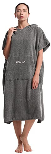 Hiturbo Surf Handtuch Poncho Umziehhilfe - Bath Towel for Herren und Damen,Changing Robe badeponcho Umkleidehilfe Surfen Strand Grau