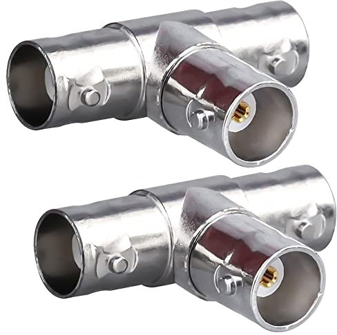 TUOLNK BNC 3 Wege Adapter BNC Stecker auf Dual BNC Buchse, Dreifach T Anschluss RF Koaxialadapter für Koaxialkabel Sicherheits CCTV DVR Kamera BNC T Splitter Kombinierer