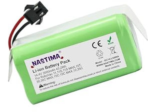 NASTIMA 14.4V 3000mAh Lithium-Ionen-Ersatzakku Kompatibel mit Eufy RoboVac 11 11S 11S MAX 12 15C 15T 30 35C Tesvor X500 Ecovacs Deebot N79 N79S DN622 und IKHOS S14 S15