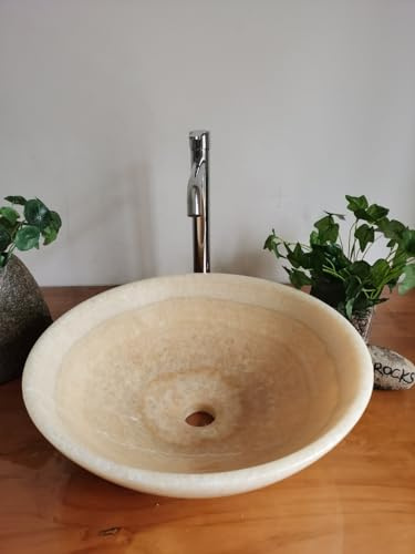 Lavabos redondos del buque del cuarto de baño del lavabo de piedra del ónix de la miel amarilla para la encimera en el cuarto de baño