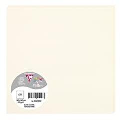 Clairefontaine 56090C - Packung mit 25 Karten Pollen, viereckig, 16x16cm, 210g, ideal für Einladungen und Korrespondenz, Naturweiß, 1 Pack