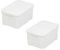 BranQ - Home essential Korb mit Deckel in Rattan Design 2er Set Grösse S 7l, BPA-frei Kunststoff PP, Weiß, 28,5x19,5x12,9 cm, 2 Stk.