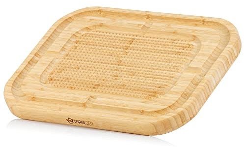Mahlzeit Bambus Schneidebrett mit rutschfester Schneidefläche 40 x 30 x 3 cm | Schneidebrett Holz mit Saftrille | Servierbrett aus Bambus Holz, Cutting Board für die Küche, Kochen | Küchenbrett
