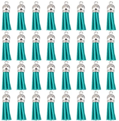 SUNNYCLUE Kunstleder Wildleder Quaste Schlüsselanhänger Quasten Leder Charms Quaste Anhänger Schlüsselanhänger Dekoration Mit Kordelenden Für DIY Schlüsselanhänger Handwerk Schmuckherstellung Zubehör