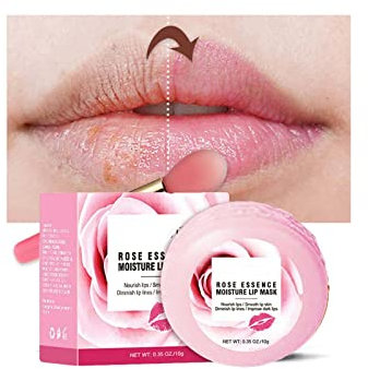 Lip Mask Overnight, Rose Lip Scrub Day And Night Repair Lip Sleeping Masks Rose Lip Balm, Rose Lip Balm, Hydrating & Prevention Dry And Crack Lip Scrubs Exfoliator. (Rose)