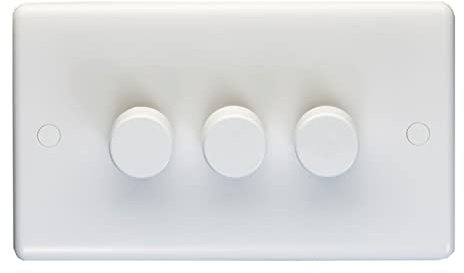 Eurolite White Plastic 3 Gang 2 Way 400W/LED Dimmer Switch