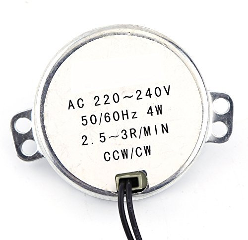 Uadme AC Synchronmotor, Elektrischer Synchron Getriebemotor, 4W CW/CCW 2.5-3RPM Drehteller Motor, für Heizung, Ausstellungsregal, Kunsthandwerk, Lampen, Beleuchtung