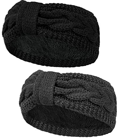 Winter Schleifen Stirnband Damen Gestrickt Warmes Stirnbänder Ohrenwärmer Kopfband Haarband Verdicken für Frauen Mädchen, Elastische Häkelarbeit Thermo Stirnband