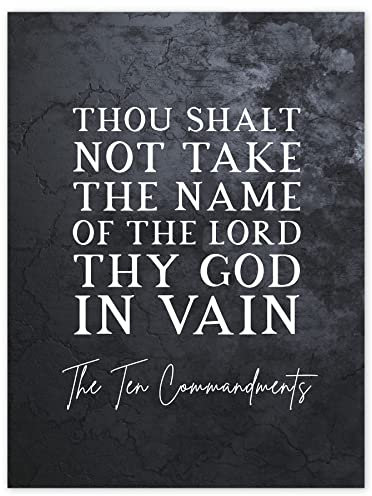 Artery8 Ten Commandments Thou Shalt Not Take Name Of The Lord In Vain Christian Bible Verse Quote Scripture Typography Premium Wall Art Canvas Print 18X24 Inch