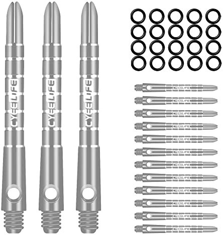 CyeeLife Aluminum Dart Schäfte 15 Stück,2BA Dartpfeile Stems 48mm Silber