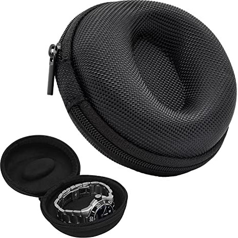 Skyzone Uhren-Reiseetui, tragbare einzelne Eva-Uhrenbox, runde Aufbewahrungsbox für Herren für Armbanduhren, Smartwatch, Kopfhörer, Halskette, Armband (Schwarz)