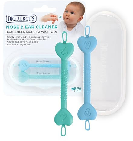 Dr. Talbot's Safe Ear Wax Removal Tool and Nose Cleaner for Baby - BPA-Free with Travel Case - 2-Pack - Boy