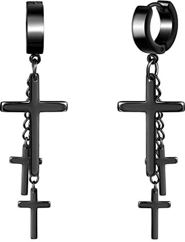 feilok Herren Ohrstecker Creolen Tunnel Ohrringe für Damen Kreuz Ohrhänger kette Ohrstecker-Set Edelstahl Herren Pierced Earrings