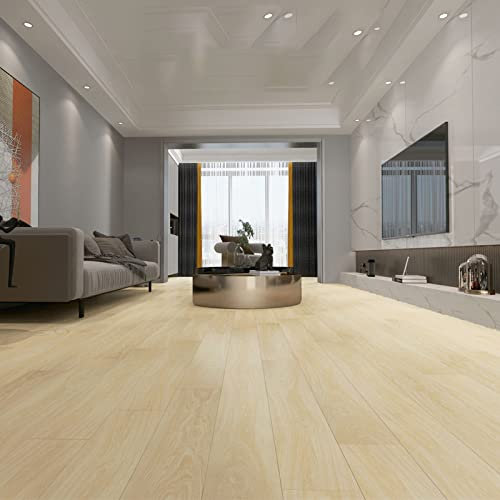 HARICSET PVC Bodenbelag Vinylboden Selbstklebend rutschfeste Selbstklebende Vinyl-Dielen White Oak Dekor-Dielen für Fußbodenheizung(Size:10sqm,Color:830-8)