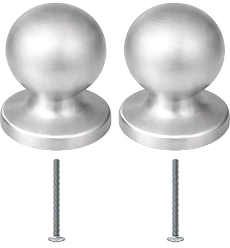 bricoleva.it Coppia Pomelli Rotondi per Mobili Porte Armadi Cassetti Comodini Ante - Pomolo Tondo per Mobili - Pomello Piccolo in Zama Color Cromo Satinato