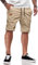 JMIERR Kurze Hosen Herren Shorts Herren Sommer Chino Baumwolle Elastische Taille mit Taschen Khaki S